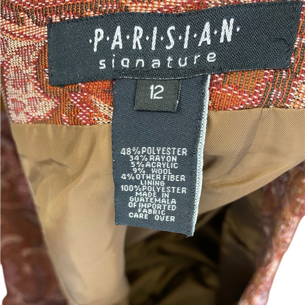 Vintage Parisian Tapestry Skirt Women's 12 Red Brown Winter 90s Fall Art Avant - Picture 6 of 9